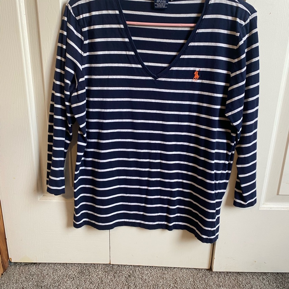 Ralph Lauren Sport Navy and White Striped Top
